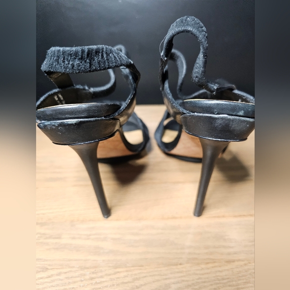 L.A.M.B Kandis Black Leather Strappy Stiletto Slingback Open Toe Heels Size 10 - Picture 6 of 12